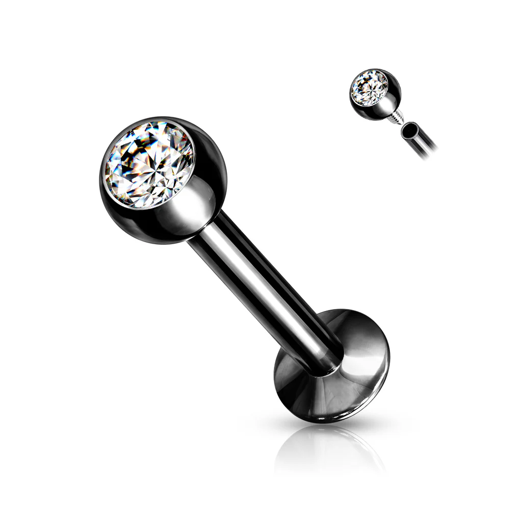 1 Pc CZ Ball Internally Threaded Lip Labret Ear Cartilage 18G - Image 4