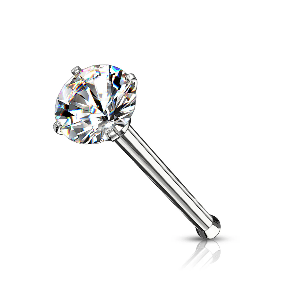 10 Pc Value Pack Prong Set Round CZ Top Nose Bone Stud Rings. - Image 2