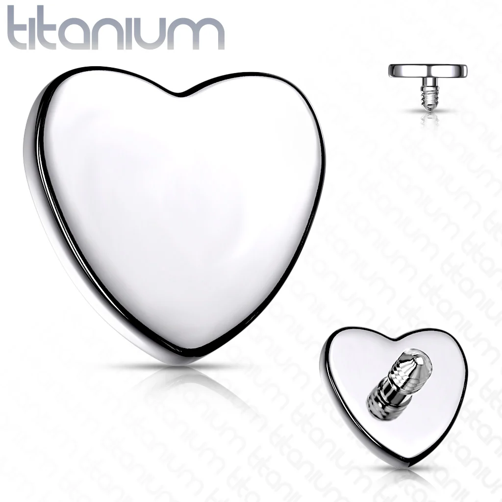 10 Pc Value Pack Titanium Flat Heart Dermal Anchor Top - Image 2
