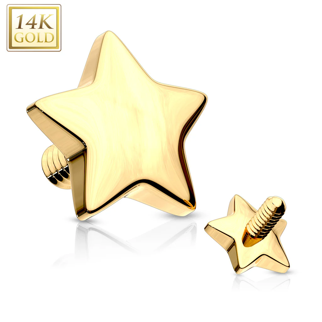 14K Solid Gold 4 mm Star Dermal Anchor Top - Image 4