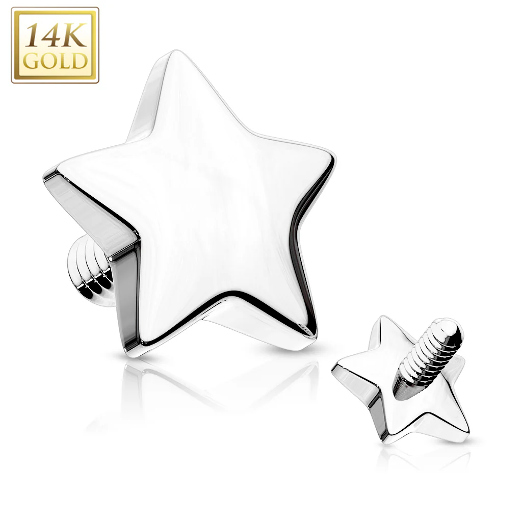 14K Solid Gold 4 mm Star Dermal Anchor Top - Image 5