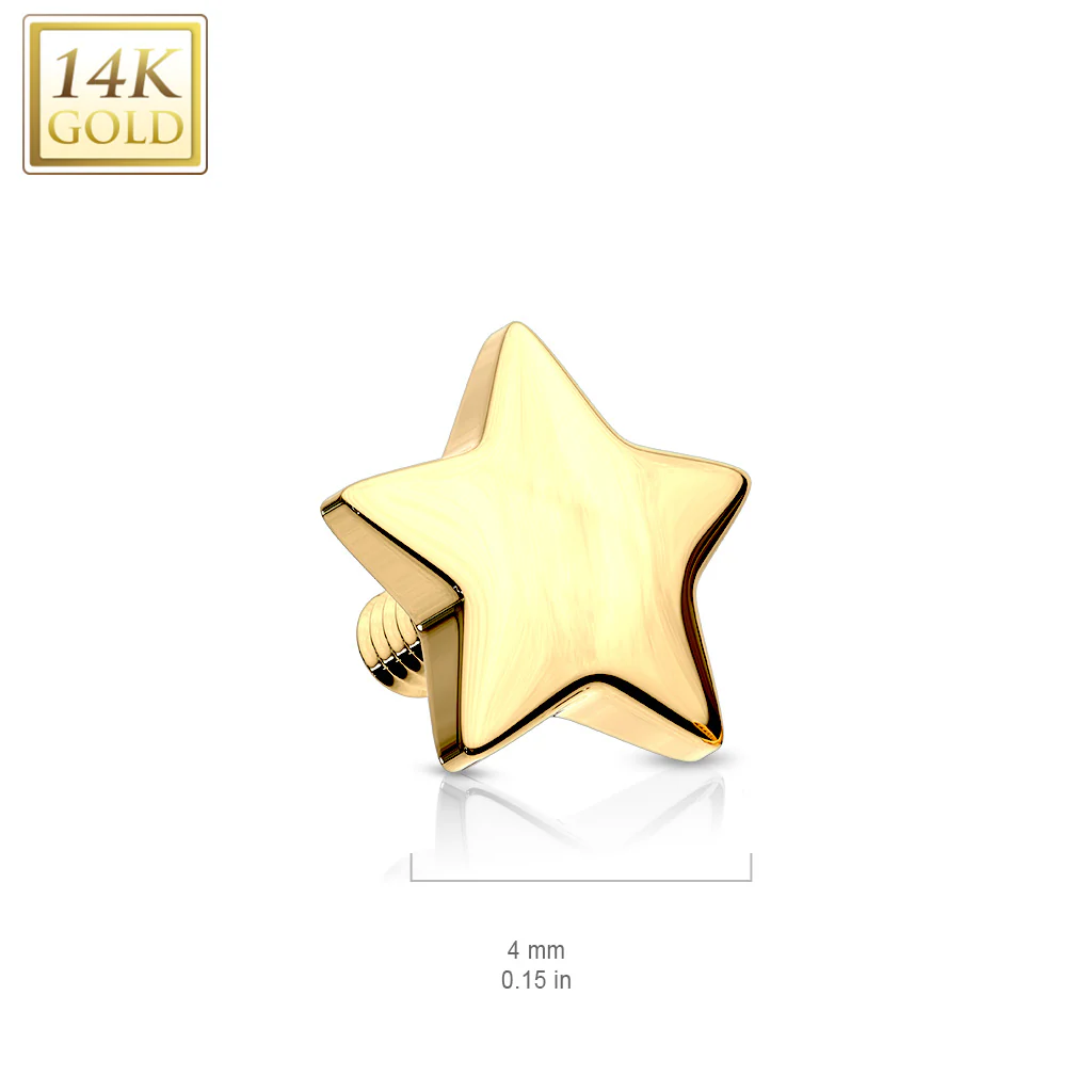 14K Solid Gold 4 mm Star Dermal Anchor Top - Image 6