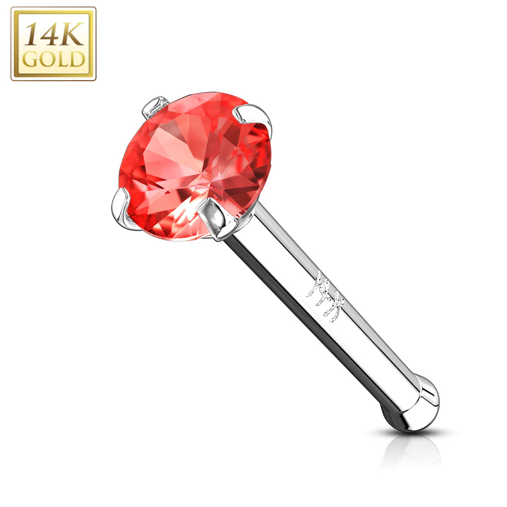14K Solid Gold Prong Set 2 mm CZ Nose Stud - Image 6