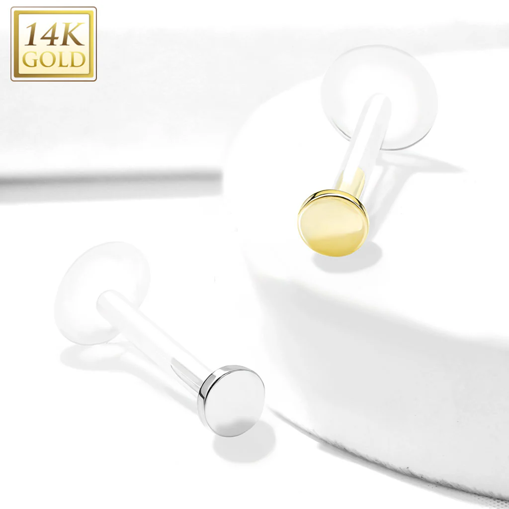 14K Solid Gold Circle Top Bio Flex Shaft Labret Monroe Cartilage