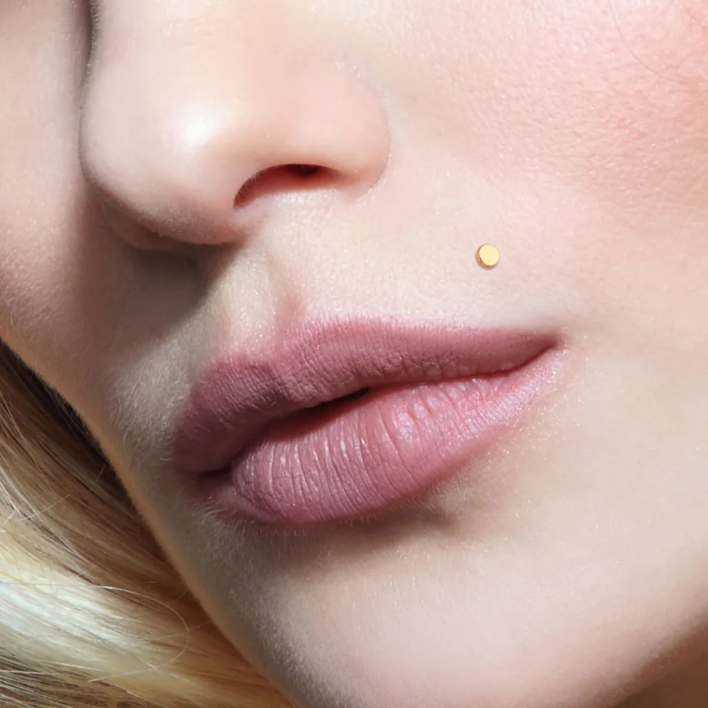14K Solid Gold Circle Top Bio Flex Shaft Labret Monroe Cartilage - Image 2