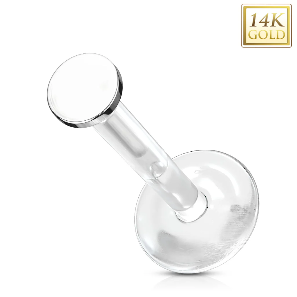 14K Solid Gold Circle Top Bio Flex Shaft Labret Monroe Cartilage - Image 4
