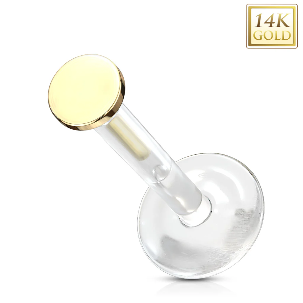 14K Solid Gold Circle Top Bio Flex Shaft Labret Monroe Cartilage - Image 5