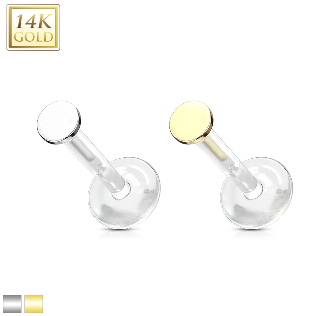 14K Solid Gold Circle Top Bio Flex Shaft Labret Monroe Cartilage - Image 6