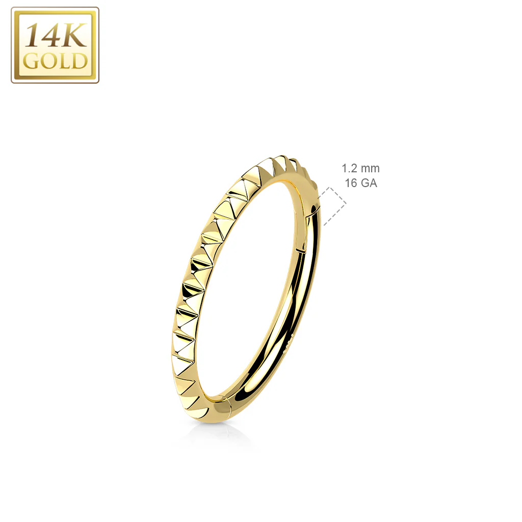 14K Solid Gold Pyramid Cut Segment Hoop Ring Nose Septum Daith - Image 2