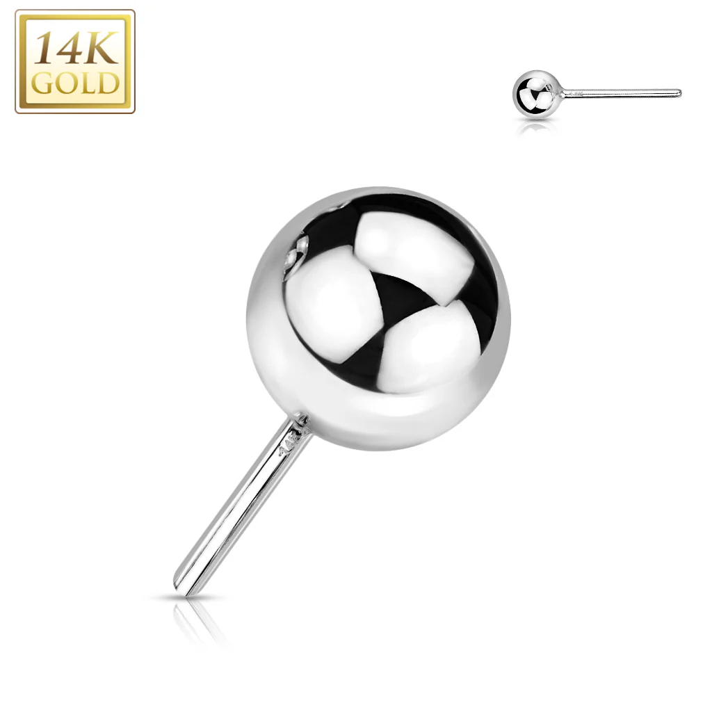 14K Solid Gold Threadless Push In Top Ball Replacement For Lip - Image 2