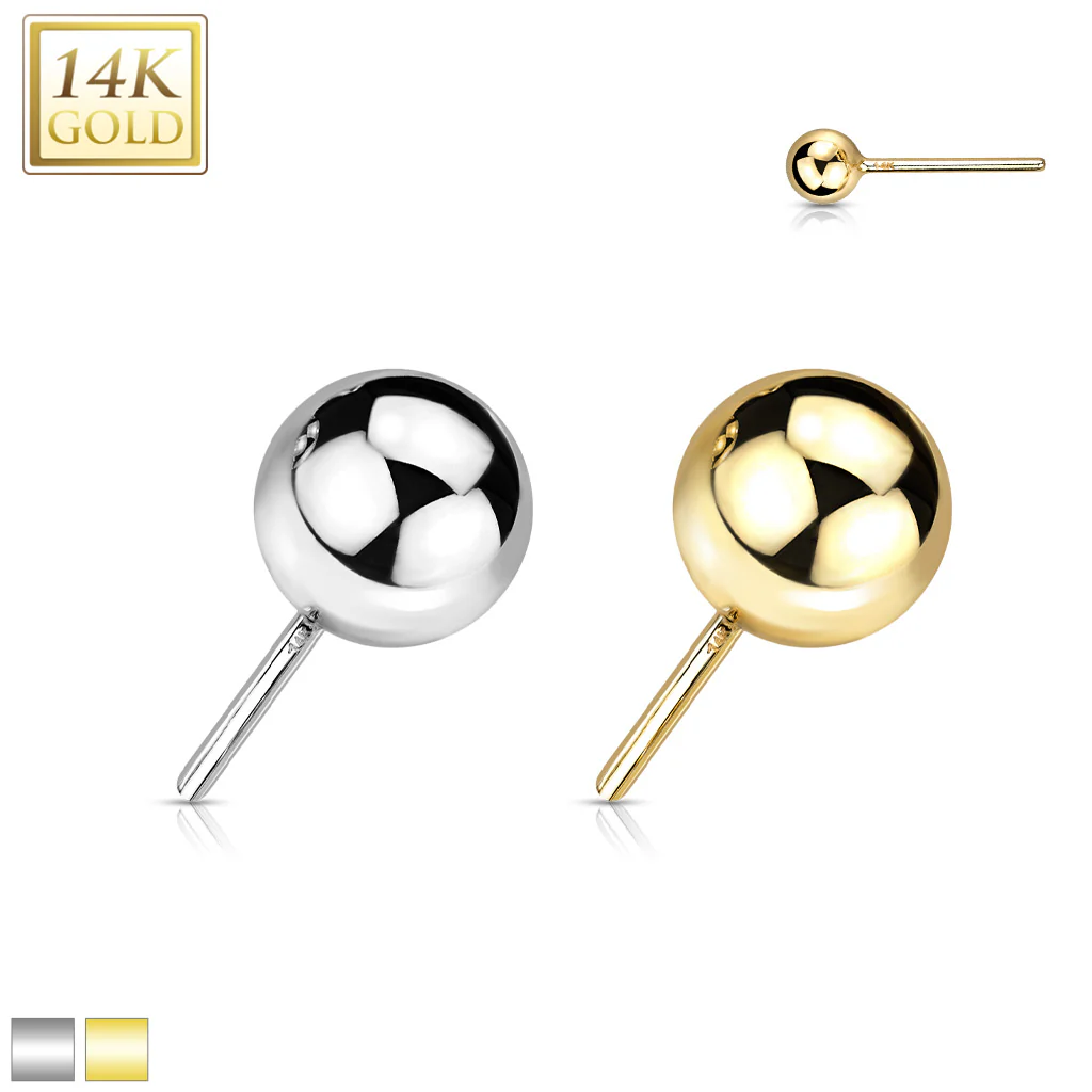 14K Solid Gold Threadless Push In Top Ball Replacement For Lip - Image 4