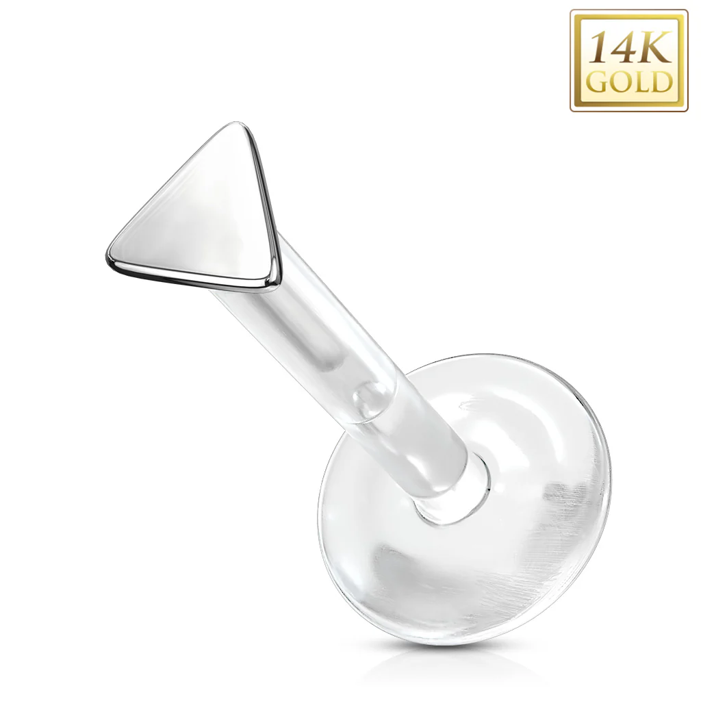 14K Solid Gold Triangle Top Bio Flex Shaft Labret Monroe Cartilage - Image 4