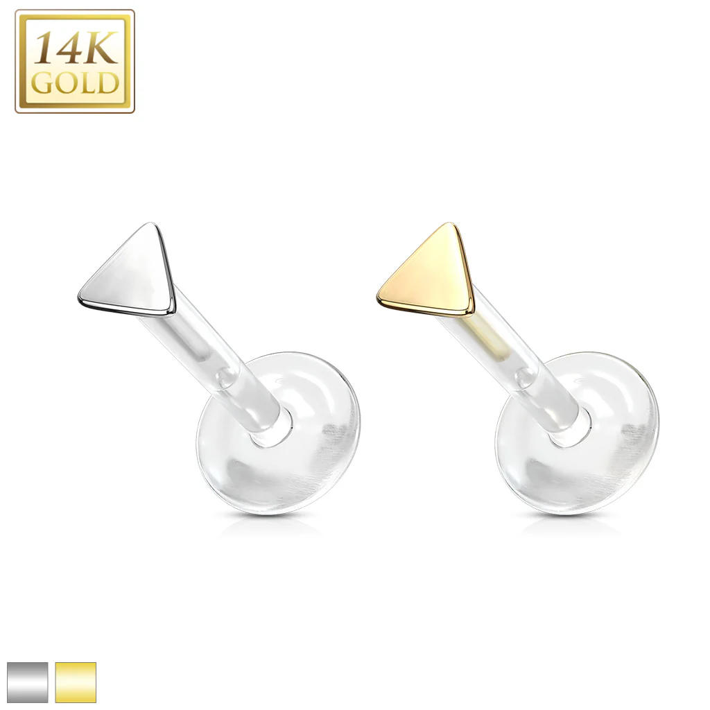 14K Solid Gold Triangle Top Bio Flex Shaft Labret Monroe Cartilage - Image 6