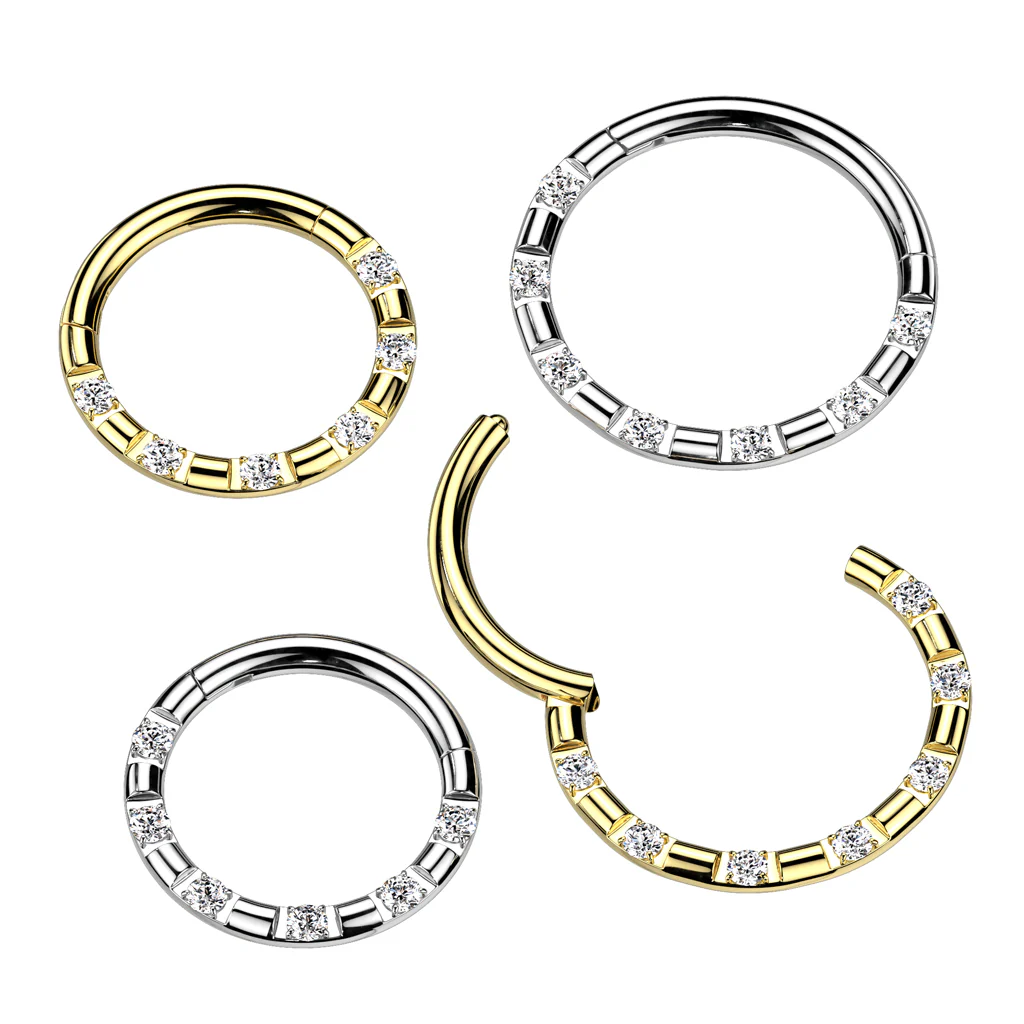 6 Forward Facing CNC Set CZ Hinged Segment Hoop Ring Tragus Cartilage - Image 2