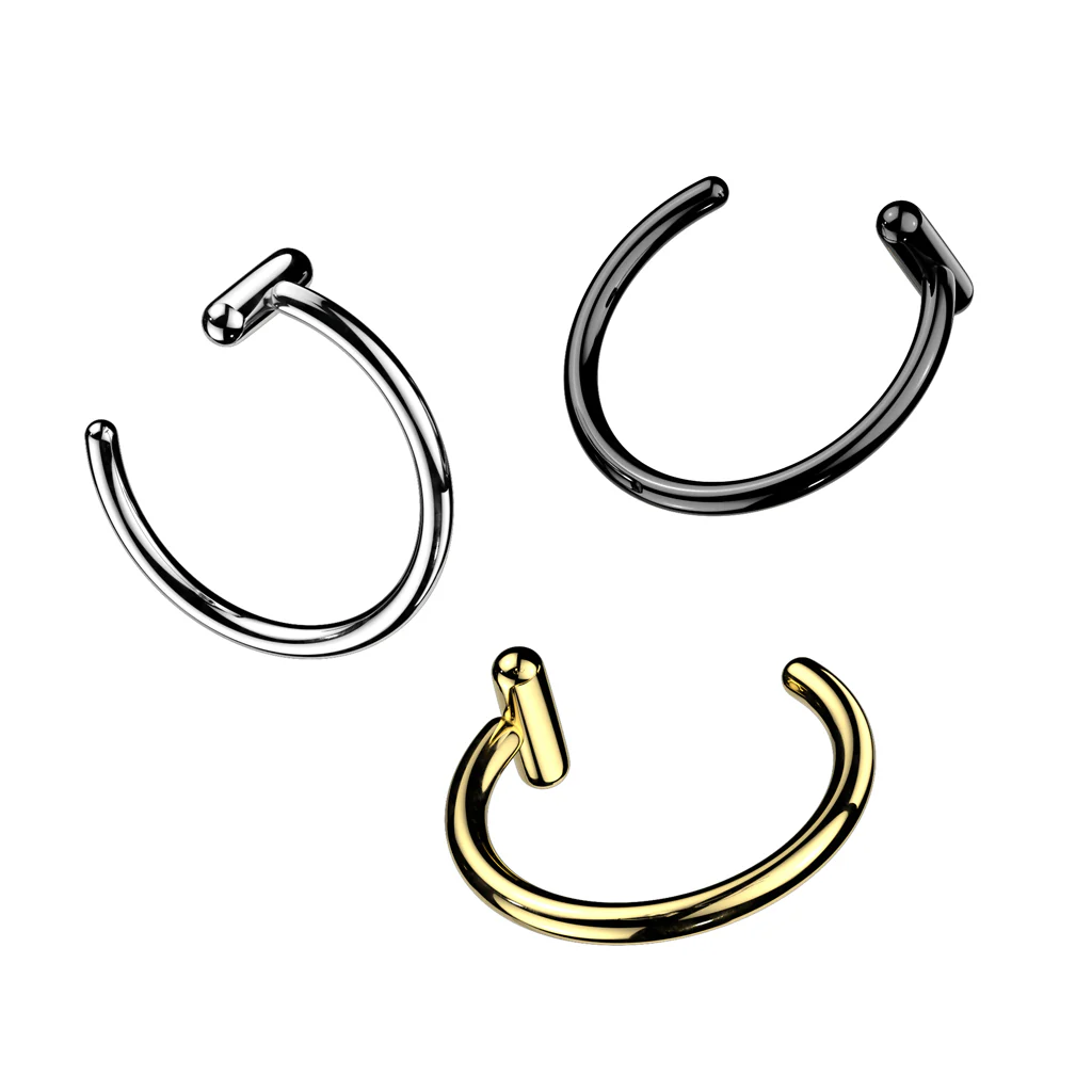 Titanium Nose Hoop Ring With Bar Stopper - Image 2