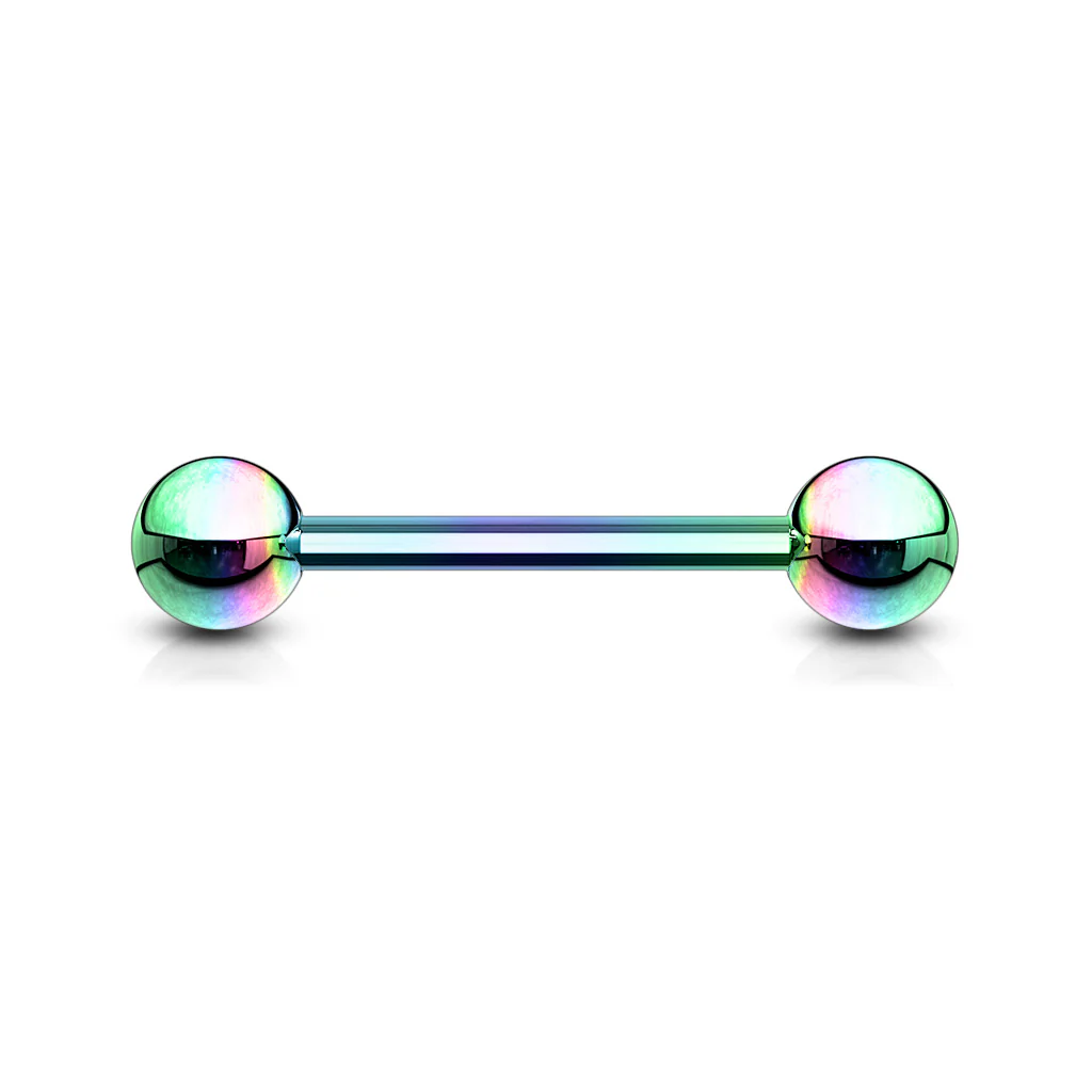 2 Pcs Rainbow Titanium Eyebrow Cartilage Helix Tongue Rings 14GA - Image 2