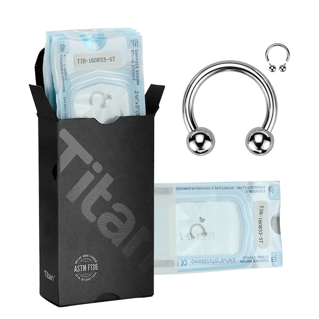 20 Pc Titanium Pre-Sterilized Internally Threaded Horseshoe For Nose Lip Ear