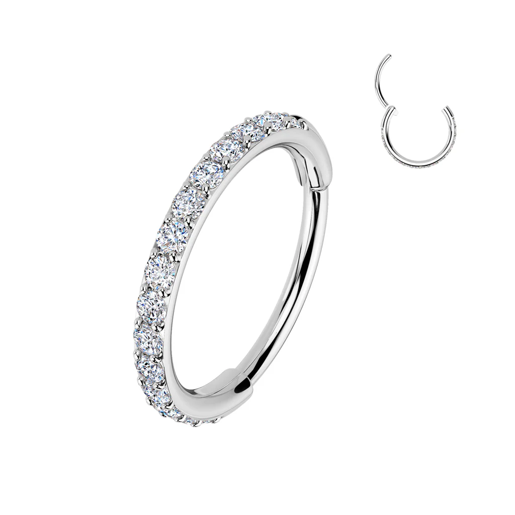 20G CZ Paved Hinged Segment Hoop Rings Tragus Ear Cartilage - Image 2