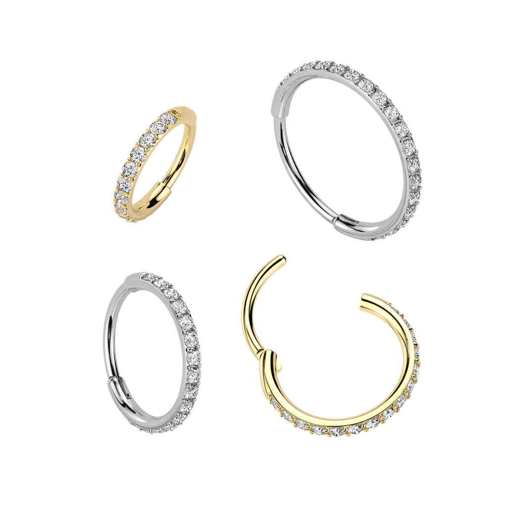 20G CZ Paved Hinged Segment Hoop Rings Tragus Ear Cartilage - Image 3