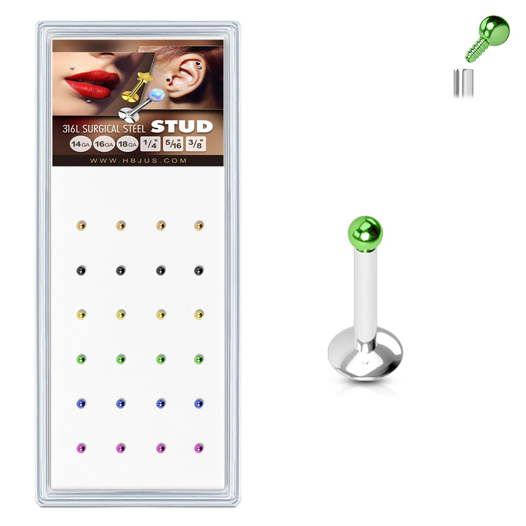 24 Pc Pre Loaded Titanium Ball Labret Monroe Ear Cartilage Studs - Image 2