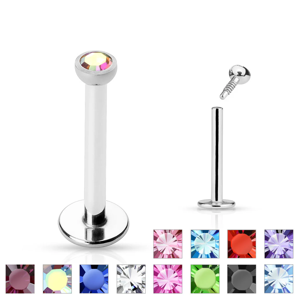 CZ Top Internal Threaded Labret Monroe Daith Tragus Helix Stud - Image 11