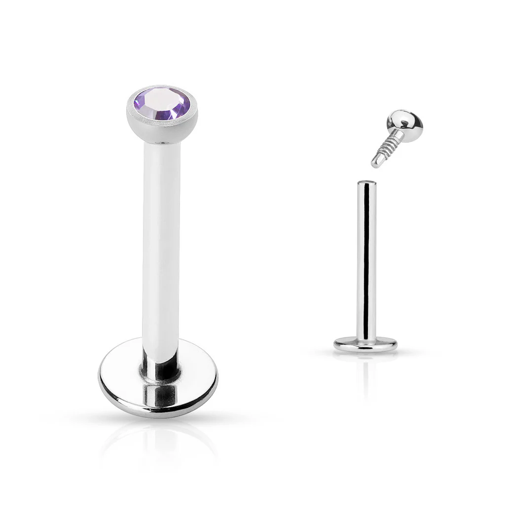 CZ Top Internal Threaded Labret Monroe Daith Tragus Helix Stud - Image 13