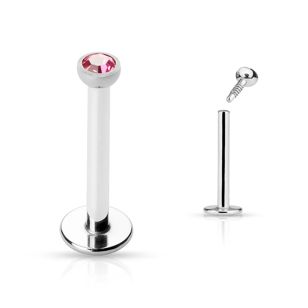 CZ Top Internal Threaded Labret Monroe Daith Tragus Helix Stud - Image 3