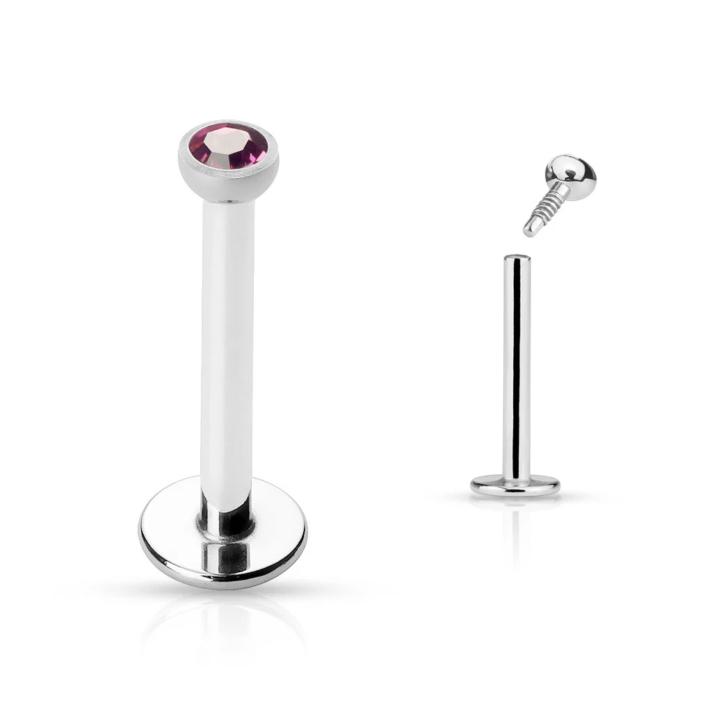CZ Top Internal Threaded Labret Monroe Daith Tragus Helix Stud - Image 4