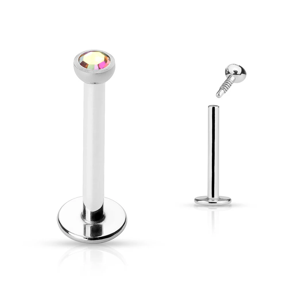 CZ Top Internal Threaded Labret Monroe Daith Tragus Helix Stud - Image 5