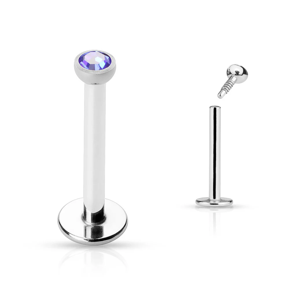 CZ Top Internal Threaded Labret Monroe Daith Tragus Helix Stud - Image 6