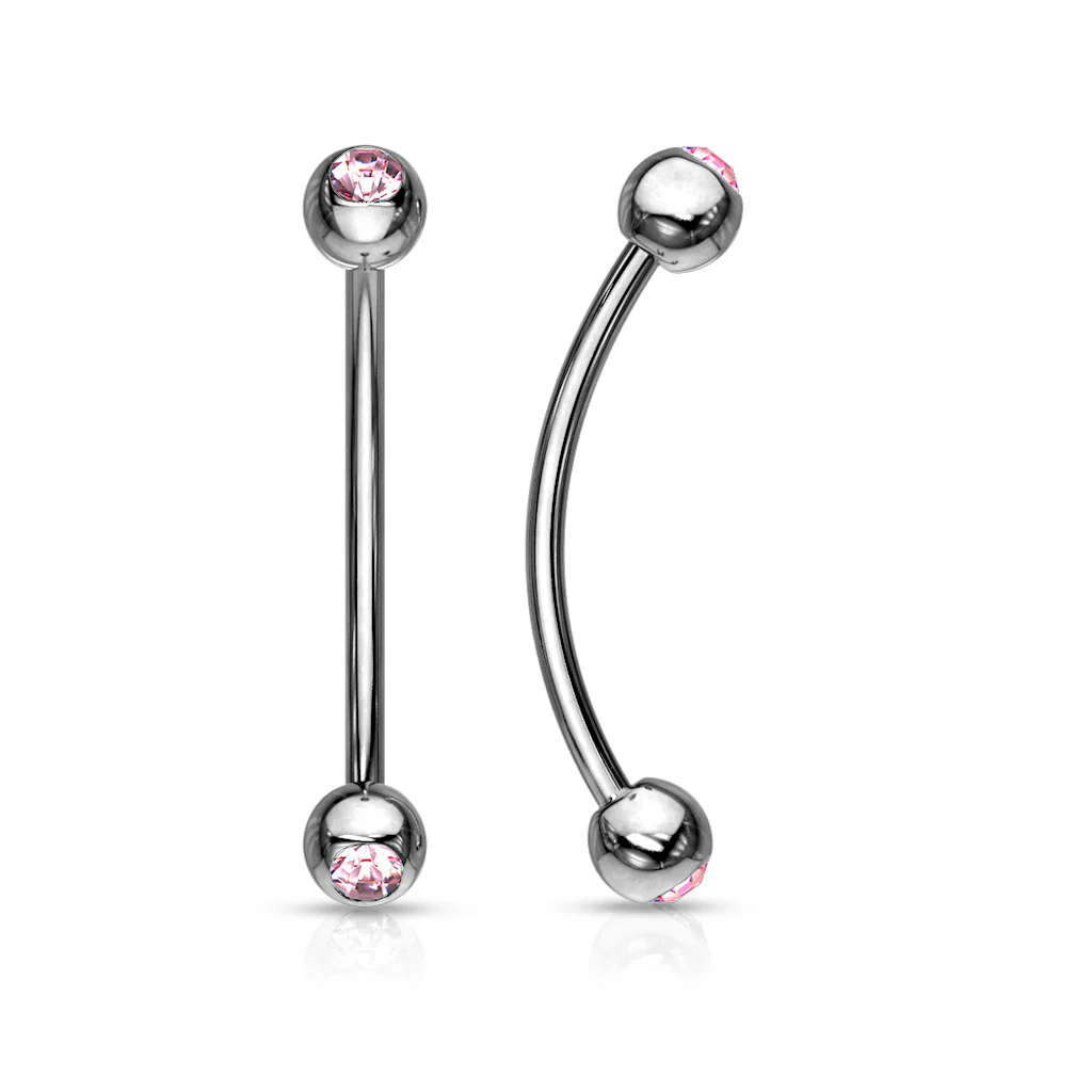 3 mm CZ Ends Curved Barbell Lobe Snake Eye Piercing 16G - Image 4