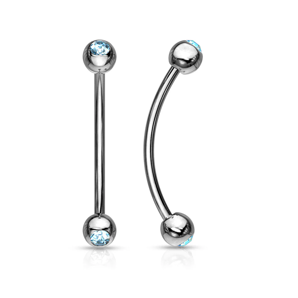3 mm CZ Ends Curved Barbell Lobe Snake Eye Piercing 16G - Image 5