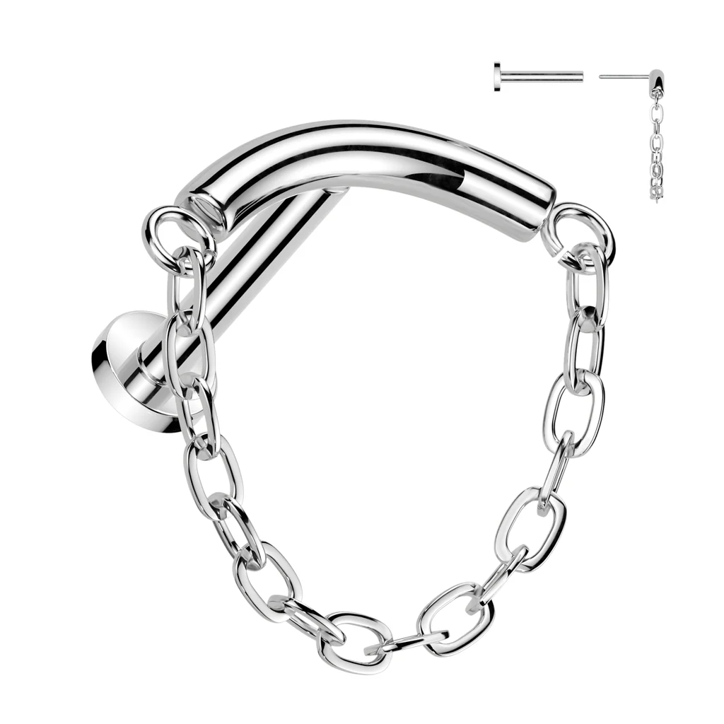 Titanium Vertical dangle Hidden Ear Helix Piercing Bar Top - Image 4
