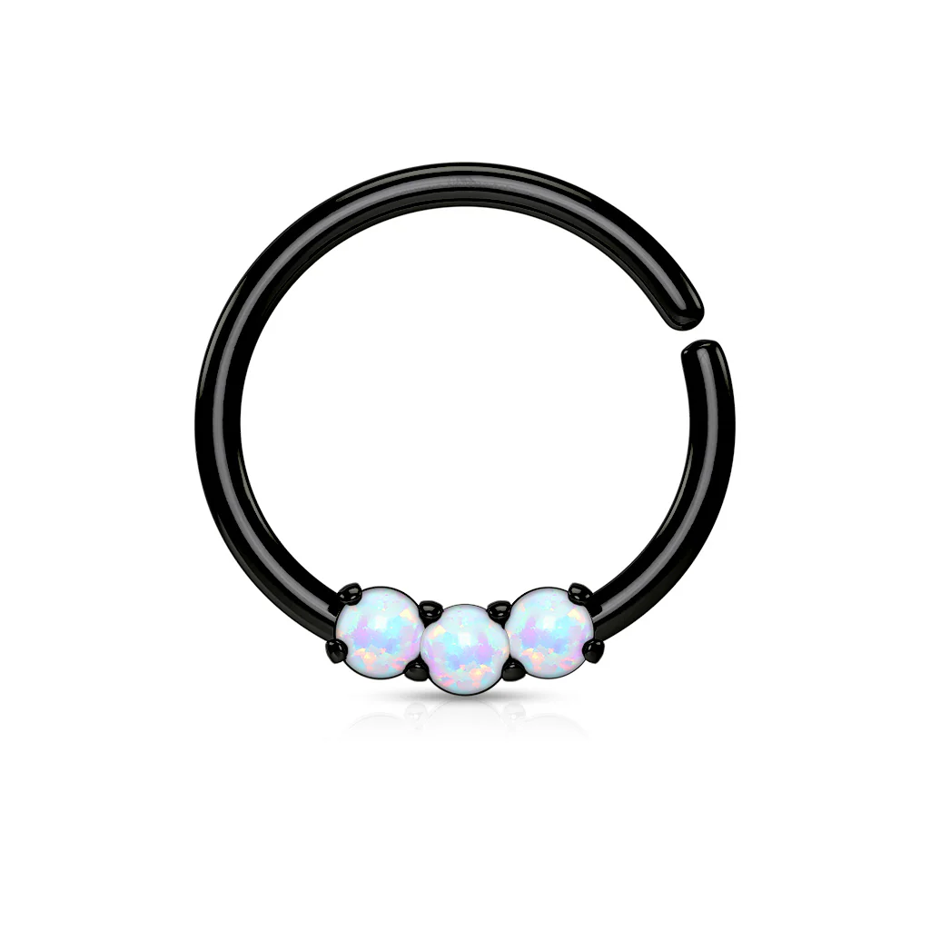 3 Opal Prong Nose Septum Ear Cartilage Daith Helix Tragus Rings - Image 3