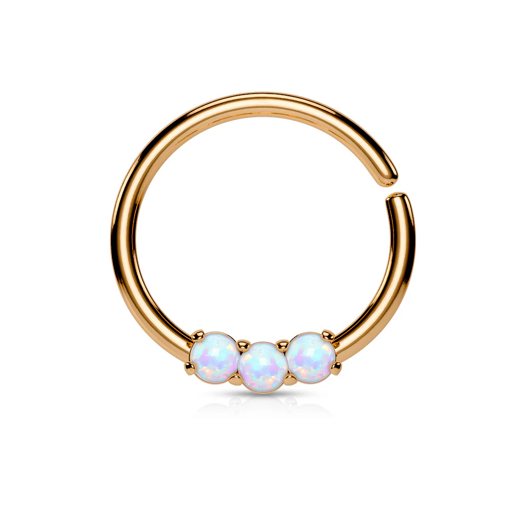 3 Opal Prong Nose Septum Ear Cartilage Daith Helix Tragus Rings - Image 4