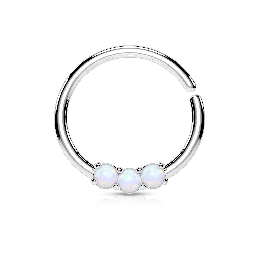 3 Opal Prong Nose Septum Ear Cartilage Daith Helix Tragus Rings - Image 5