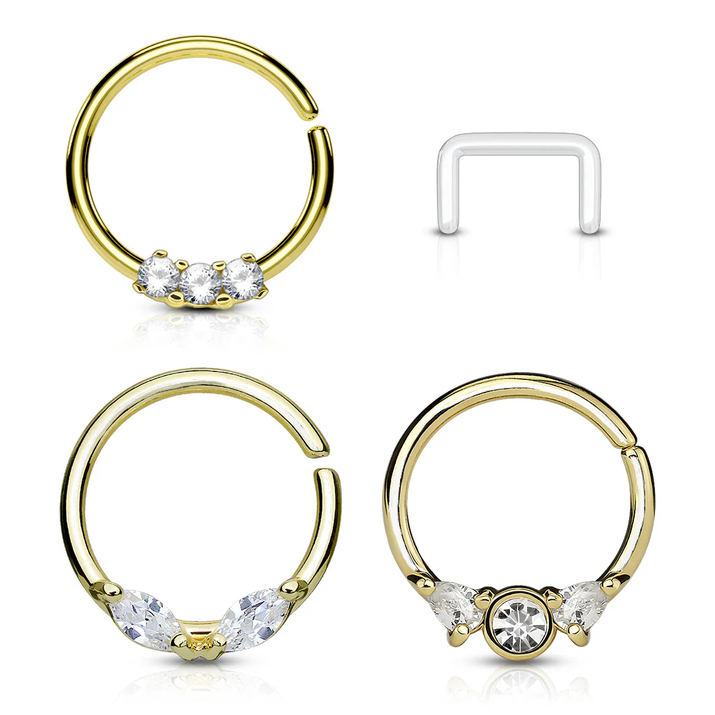 3 Pc Assorted Half Circle Bendable Nose Septum Cartilage Hoop Free Retainer - Image 2