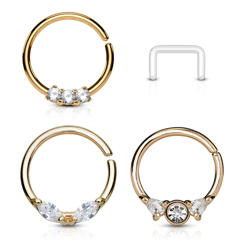 3 Pc Assorted Half Circle Bendable Nose Septum Cartilage Hoop Free Retainer - Image 3