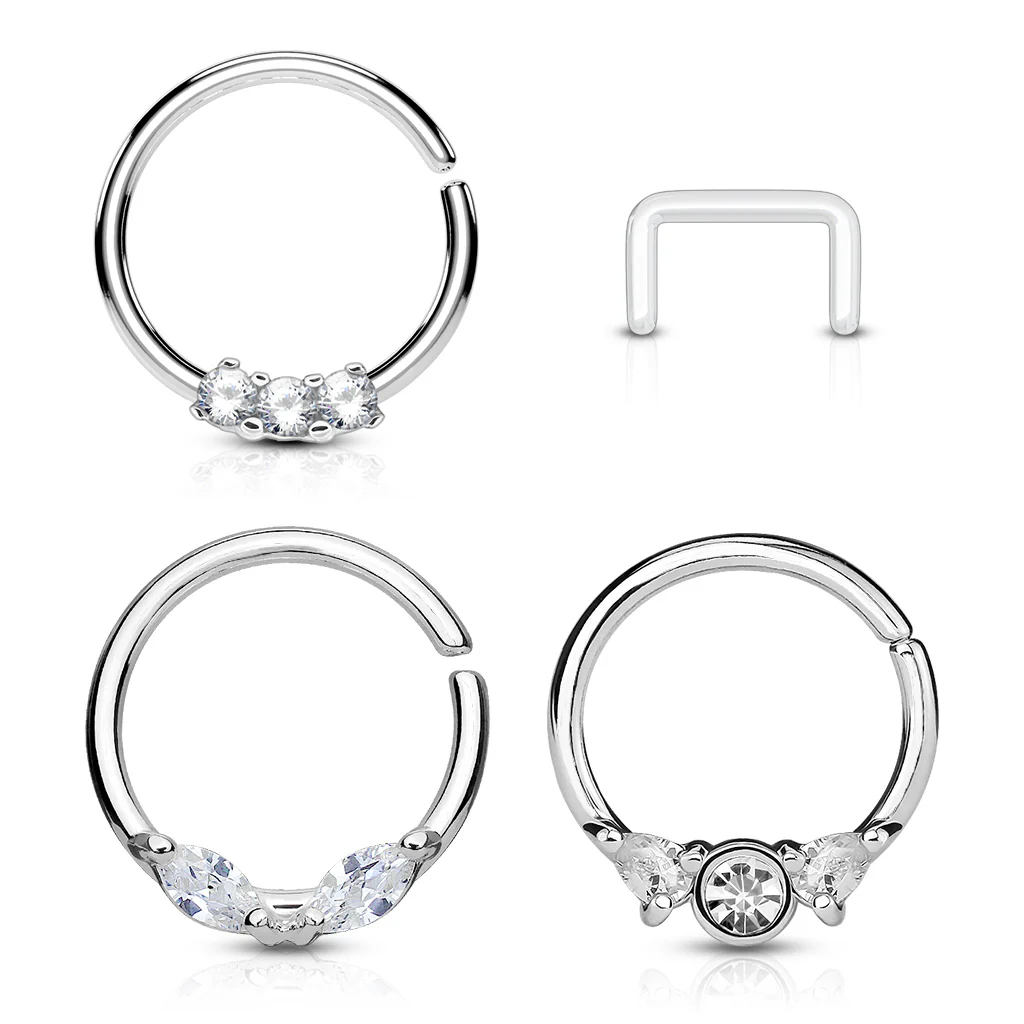 3 Pc Assorted Half Circle Bendable Nose Septum Cartilage Hoop Free Retainer - Image 4