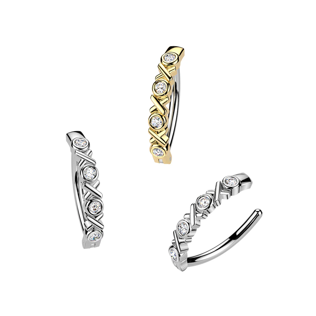 316L Hinged Belly Button Ring With "X" and "O" - Image 4