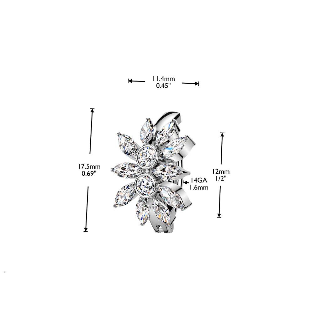 316L Marquise CZ Cluster Hinged Belly Button Ring - Image 4