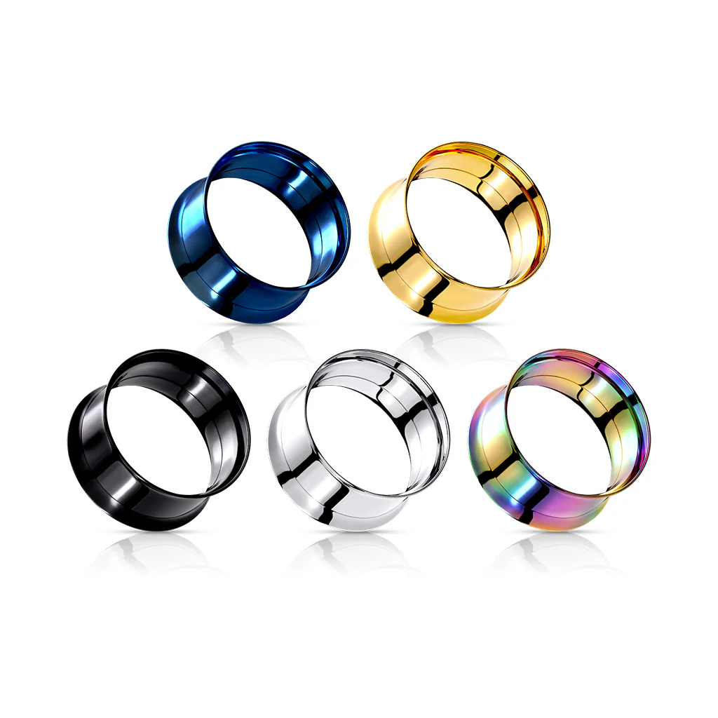Pair 316L Surgical Steel Double Flared Screw Fit Tunnel Ear Plug - Image 2