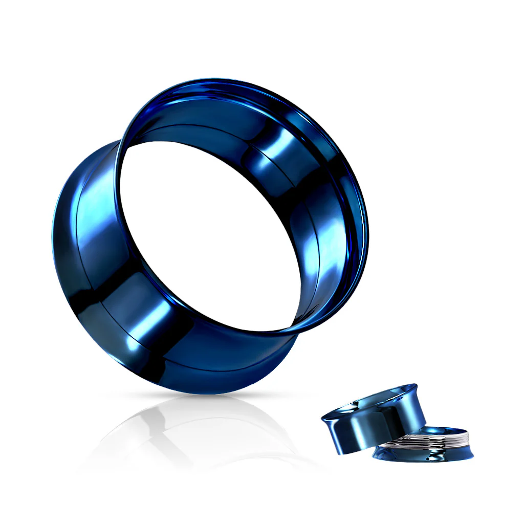 Pair 316L Surgical Steel Double Flared Screw Fit Tunnel Ear Plug - Image 4