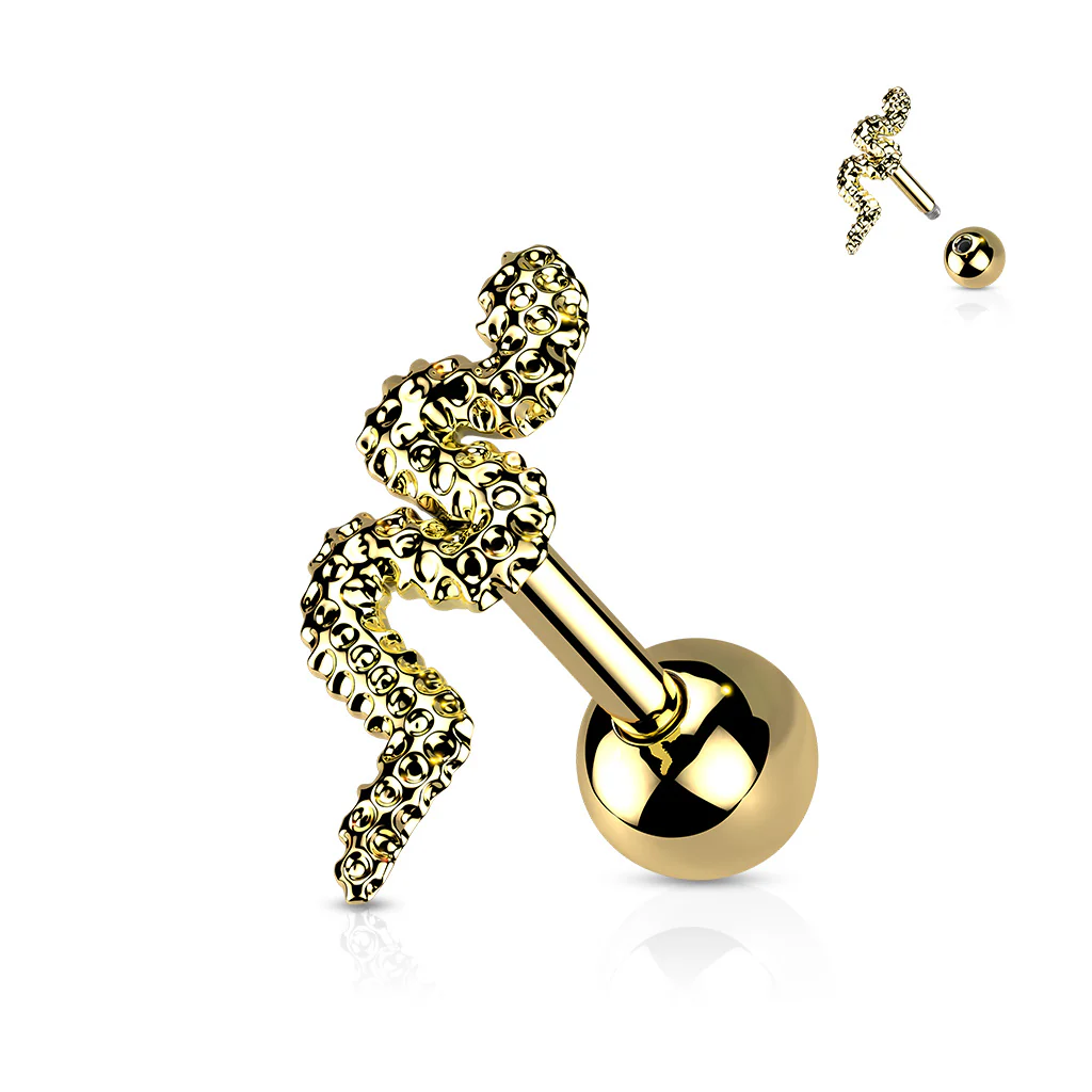 316L Surgical Steel Snake Top Ear Cartilage Helix Daith Tragus Barbell Earrings - Image 3