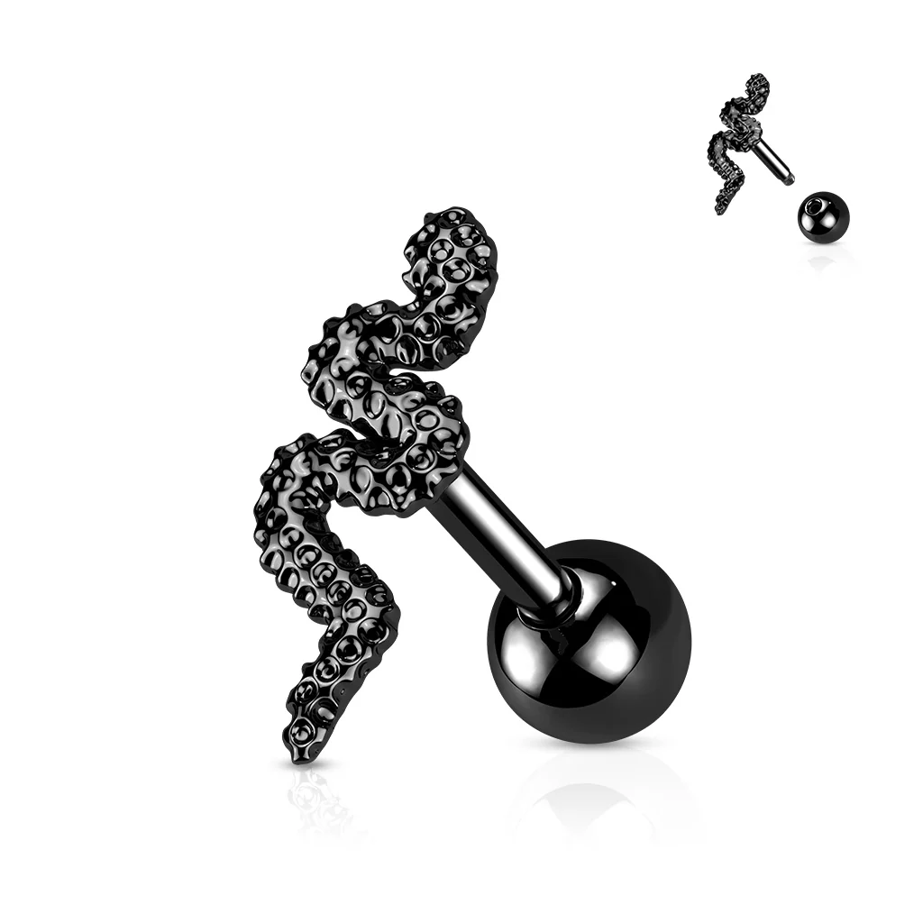316L Surgical Steel Snake Top Ear Cartilage Helix Daith Tragus Barbell Earrings - Image 4
