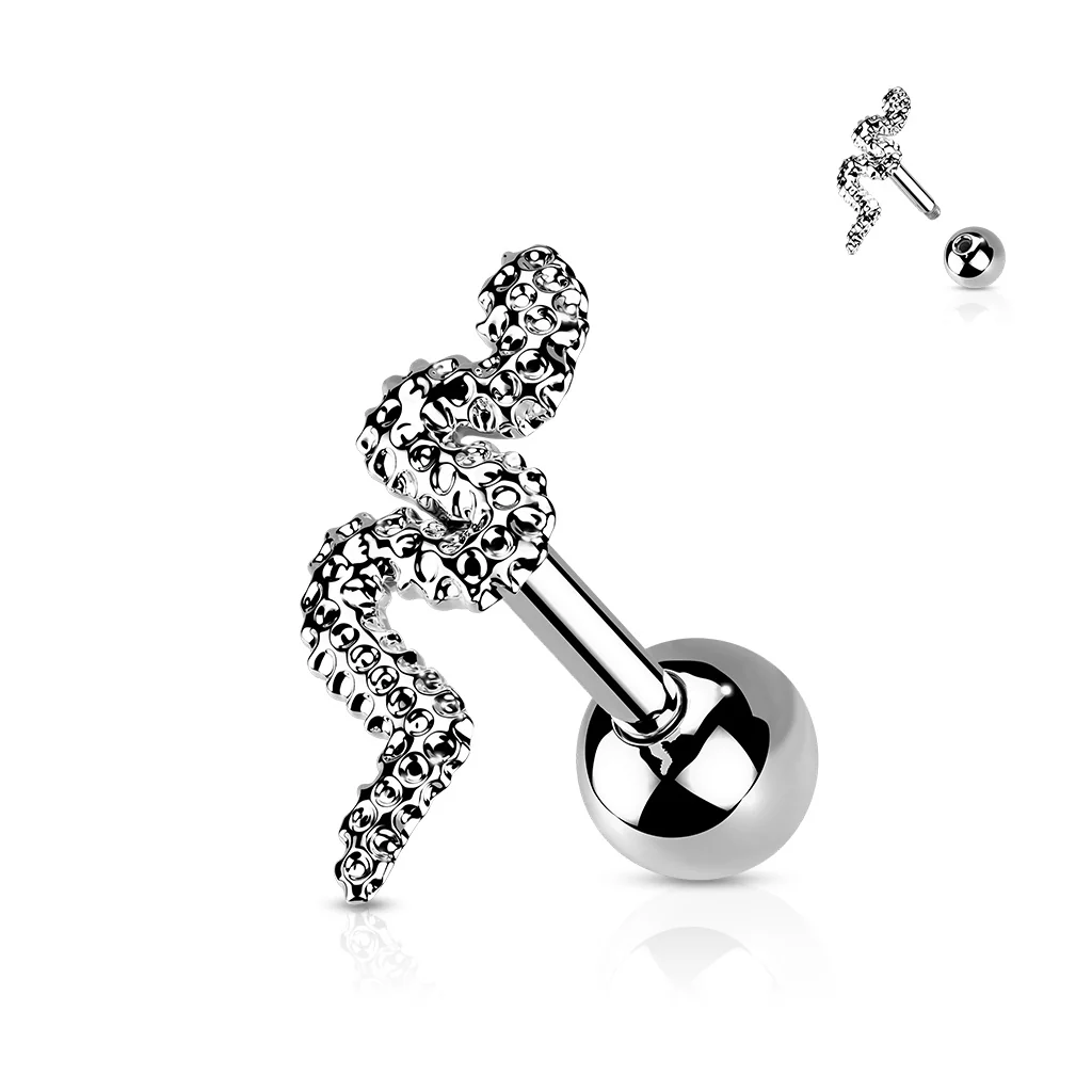 316L Surgical Steel Snake Top Ear Cartilage Helix Daith Tragus Barbell Earrings - Image 5
