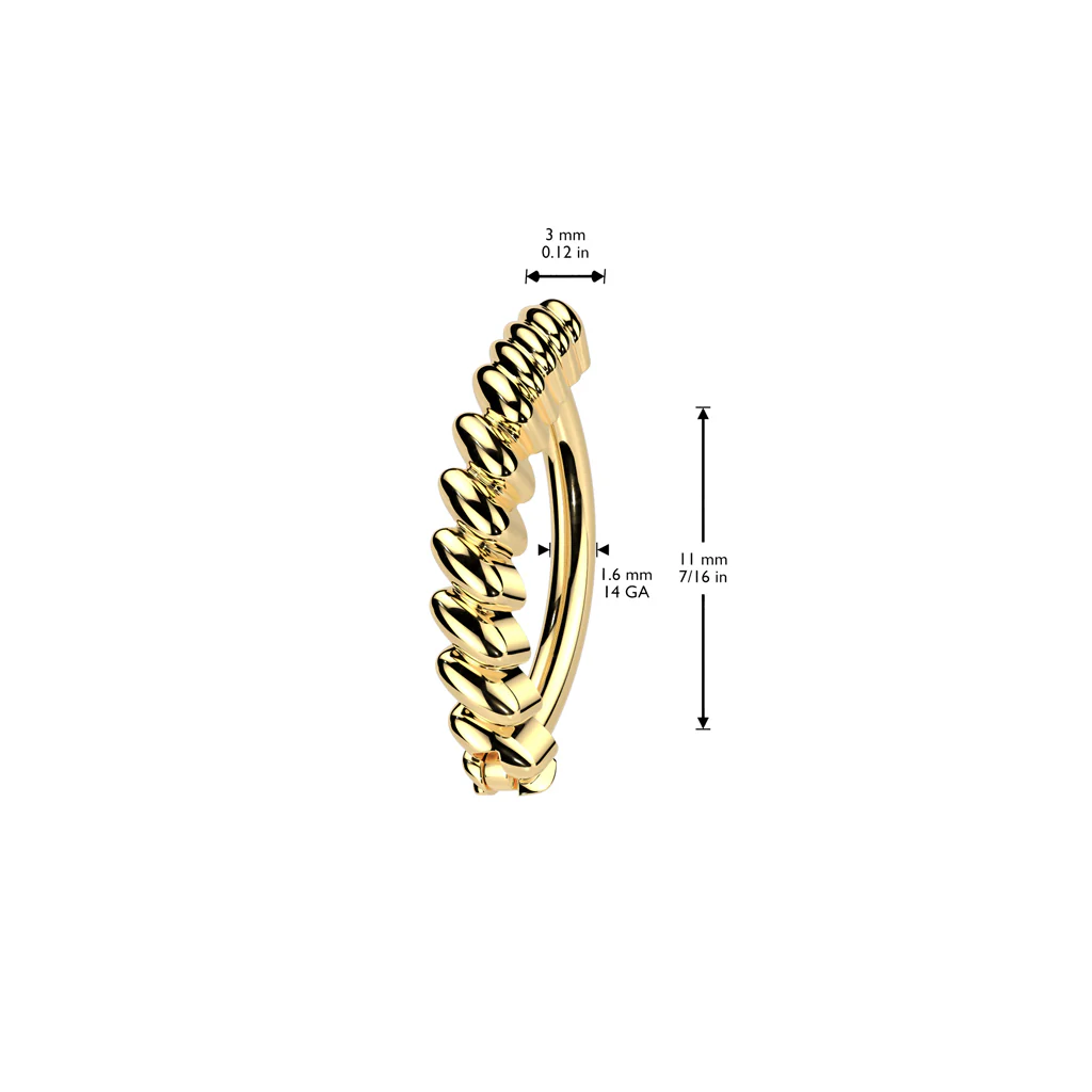 Comfortable Twisted Bar Hinged Hood Belly Button Ring - Image 4