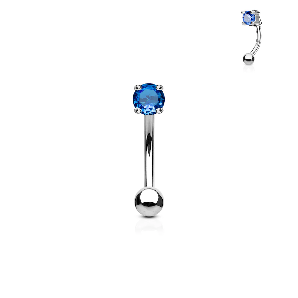 CZ Prong Set 316L Surgical Steel Curved Barbells Eyebrow Rings - Image 2