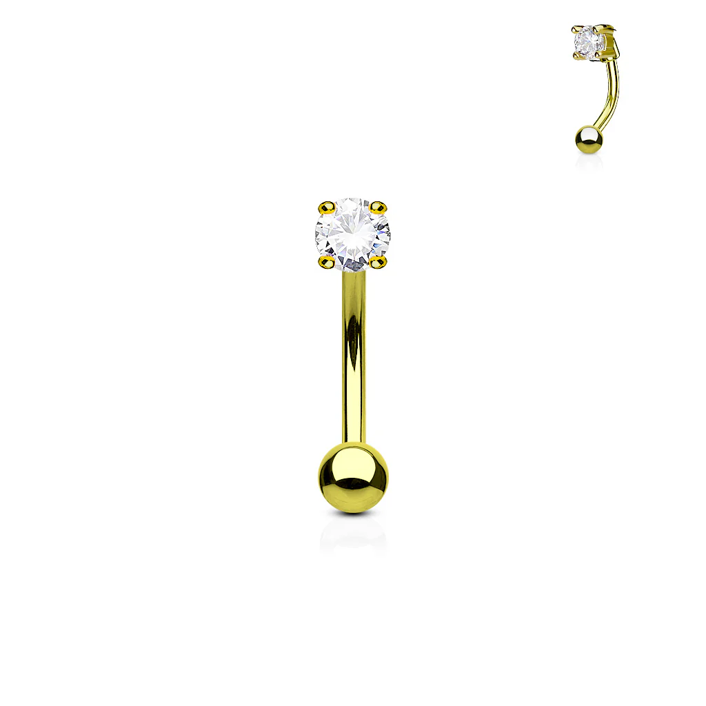 CZ Prong Set 316L Surgical Steel Curved Barbells Eyebrow Rings - Image 4