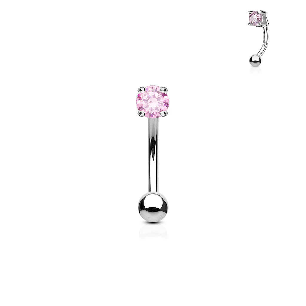 CZ Prong Set 316L Surgical Steel Curved Barbells Eyebrow Rings - Image 5